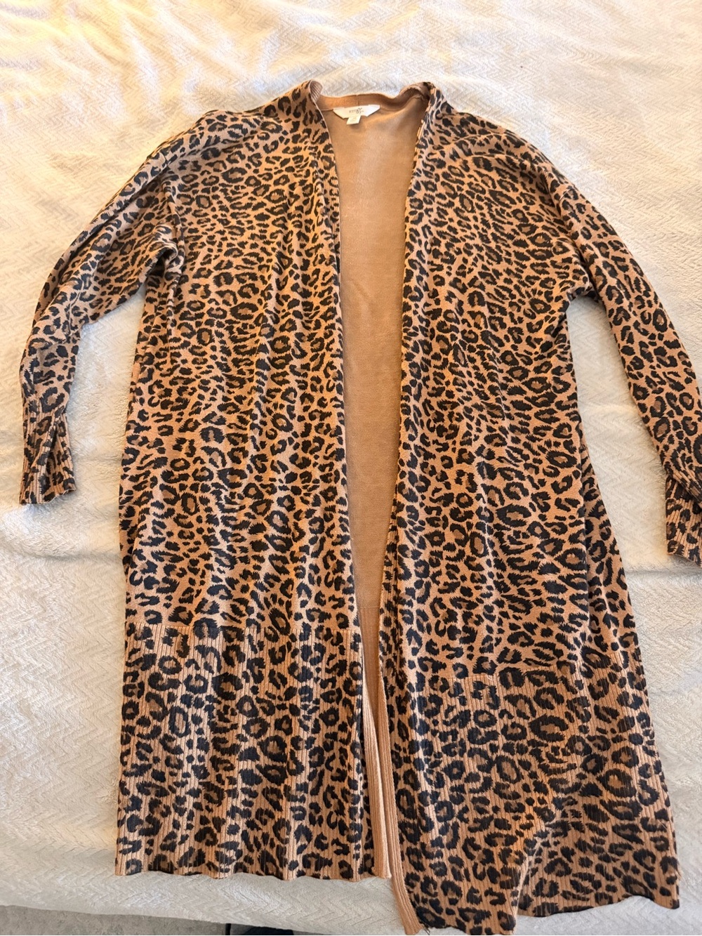 Terra & Sky Leopard Print Long Duster Cardigan – Size 0X